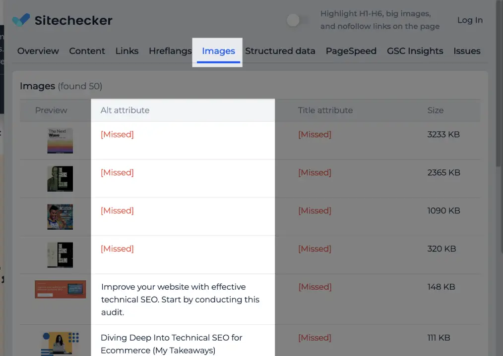 site checker for image alt checking