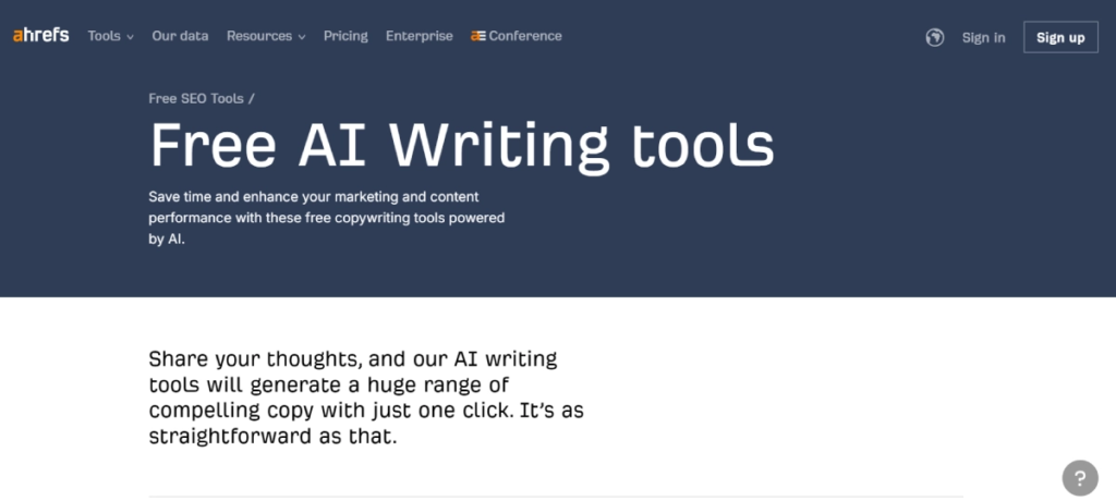 Ahrefs Free AI Writing Tools