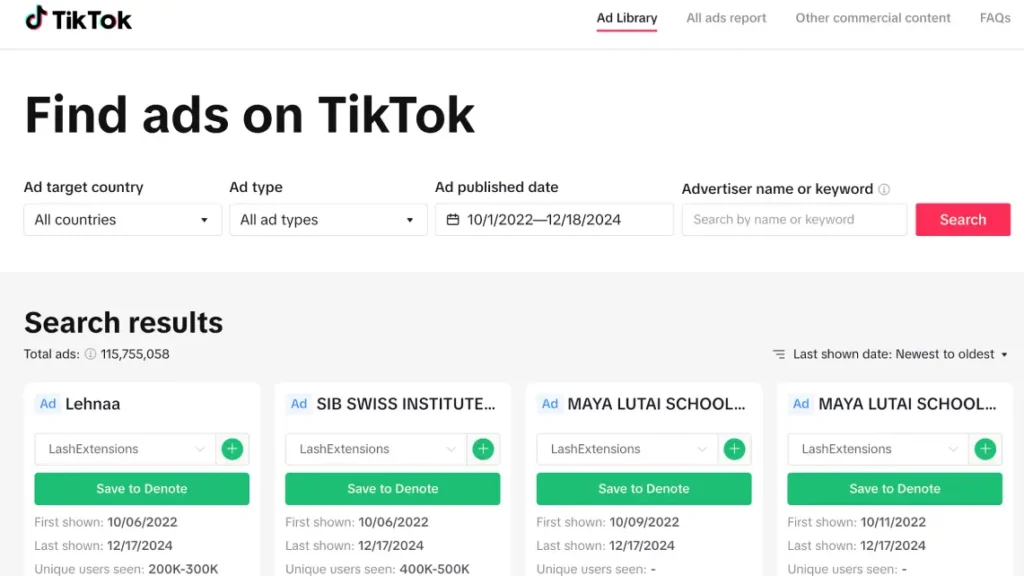 tiktok ad library