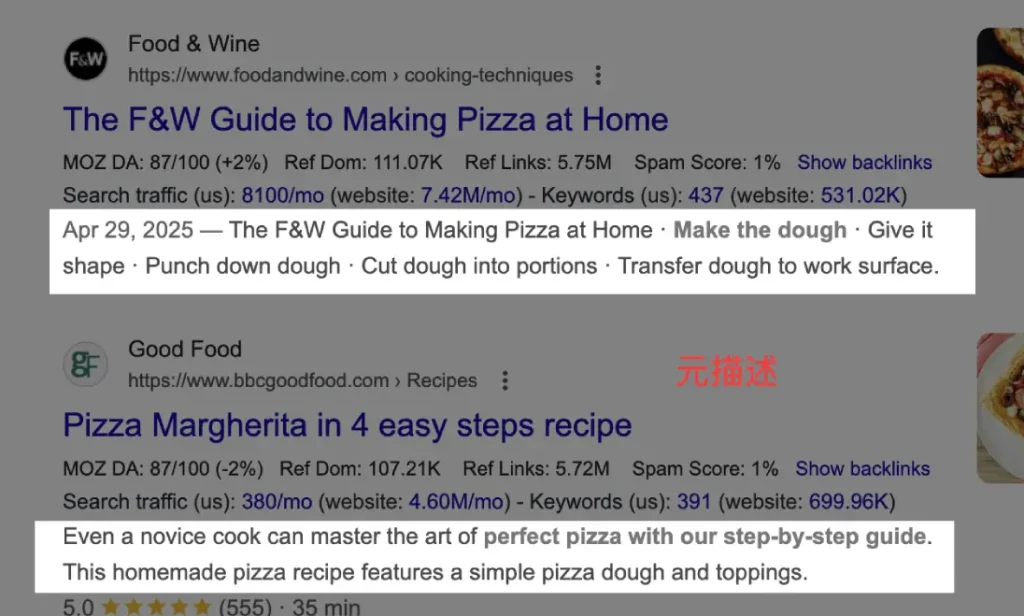 what is meta description in serp